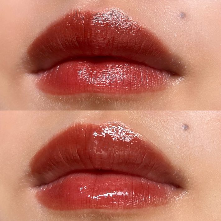 赤リップの上に重ねてみた