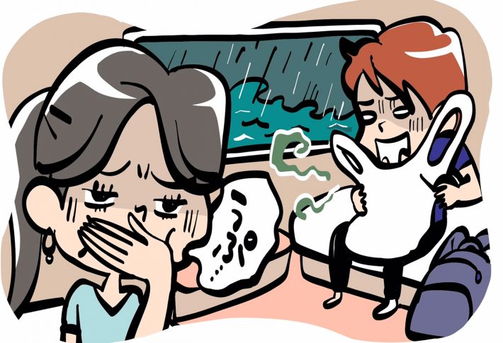 フェリーで船酔い