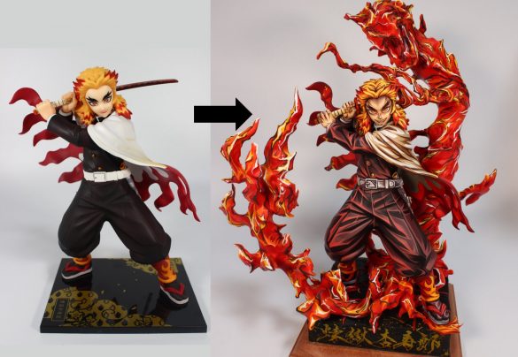 （左）Before/（右）After（MAマンさん塗装後）/煉獄杏寿郎（鬼滅の刃）のフィギュア