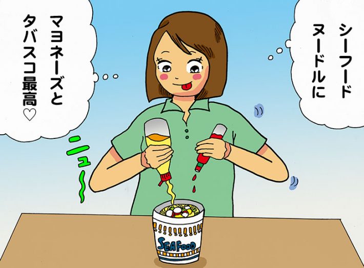 カップ麺にマヨネーズ