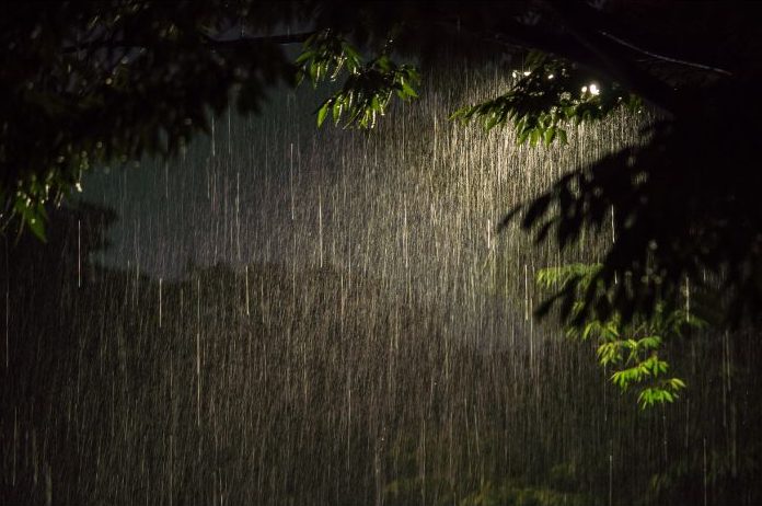 夜　大雨