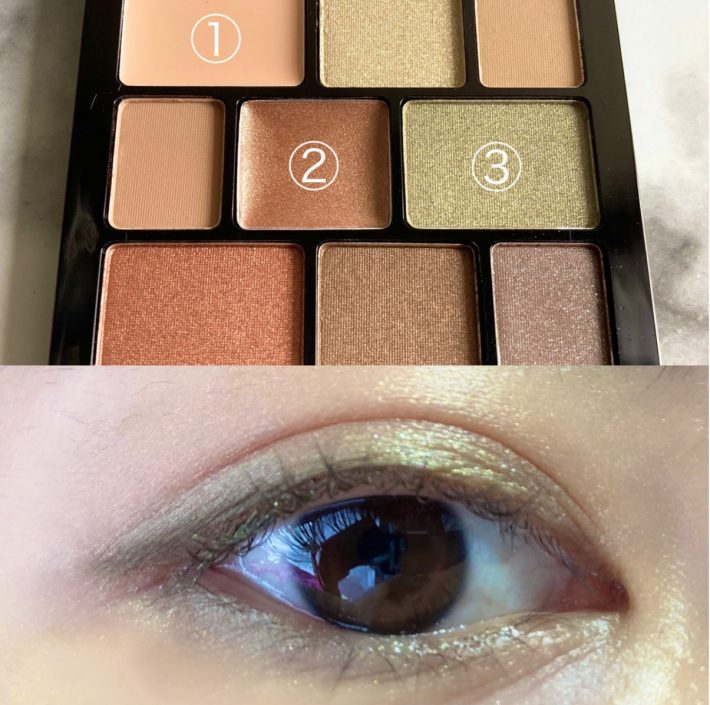 パターン3｜9色アイシャドウを使った抹茶色メイク