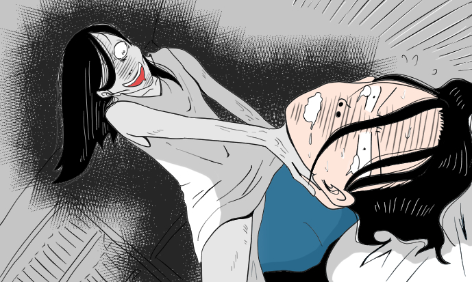 首を絞められる