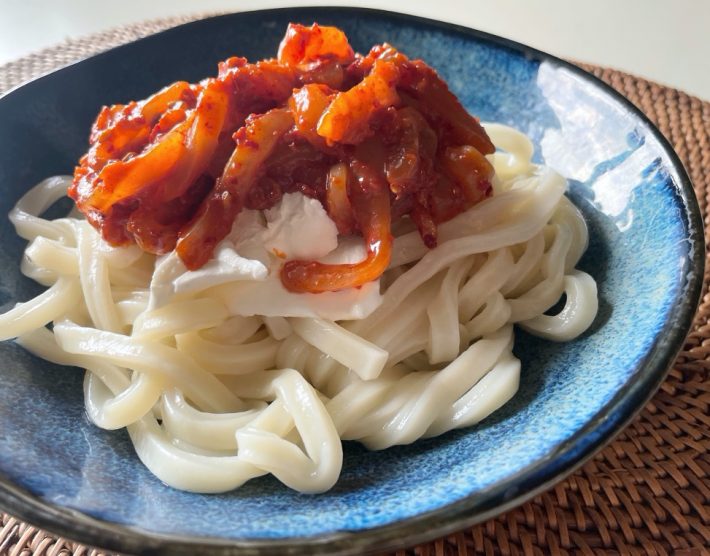 イカジャン×クリームチーズの韓国風おうどんも◎