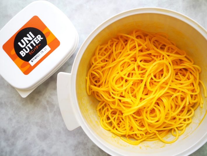 温かいパスタにのせた途端トロ～リ