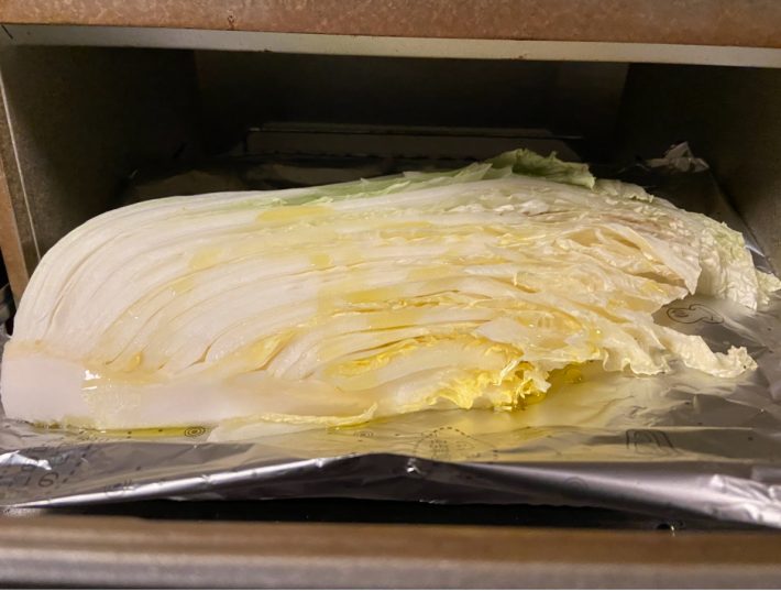 オリーブ油をかけて20分加熱