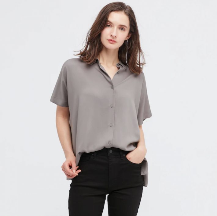 レーヨンブラウス（半袖）／カラー：04 GRAY