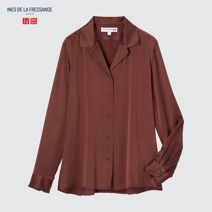 シルクオープンカラーブラウス