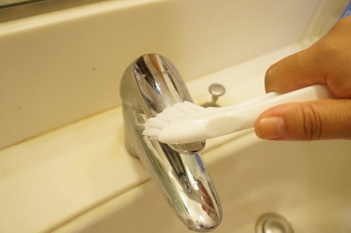 蛇口周りにはソフトブラシを使用