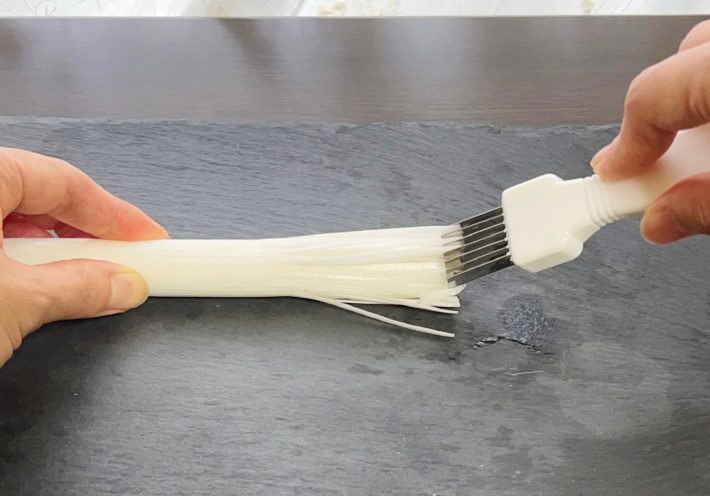 ネギを回転させる