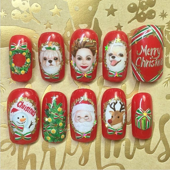 デヴィ夫人に捧げたクリスマス用ネイルチップ