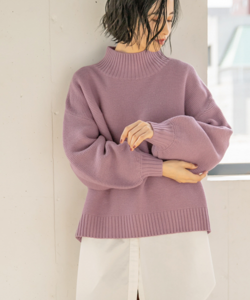 ガーターハイネックプルオーバー