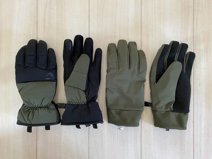 左：ワークマン手袋　右：ユニクロ手袋