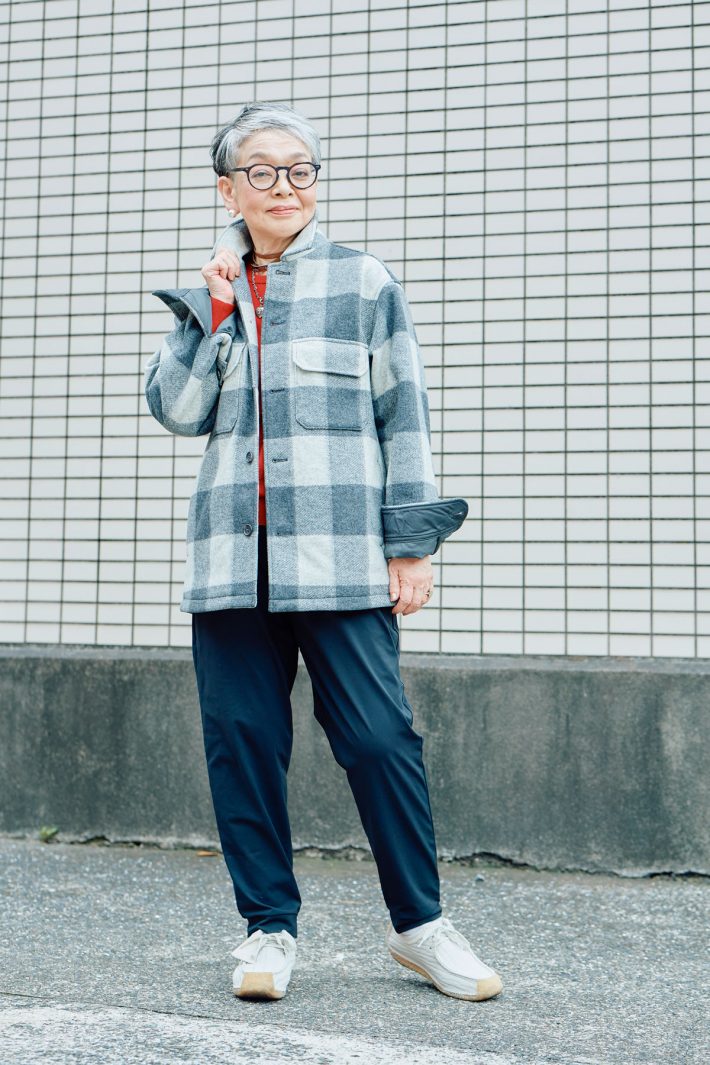 チェックのアウター