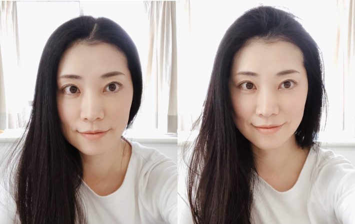 右は頭頂部のふんわり感で目の高さが低く見える