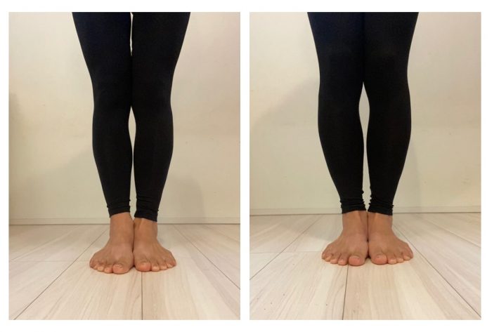 左：ワークマンレギンス　右：ユニクロレギンス