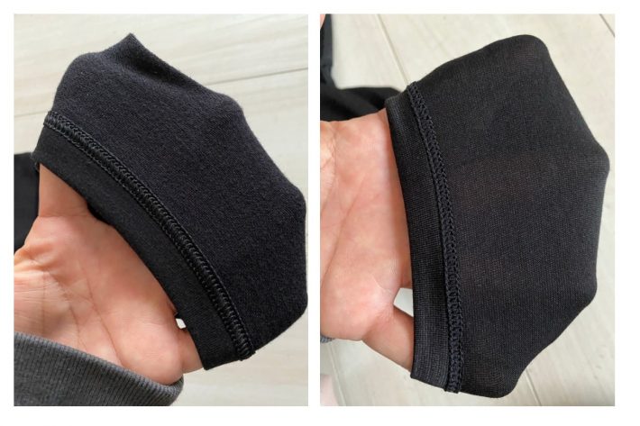 左：ワークマンレギンス　右：ユニクロレギンス