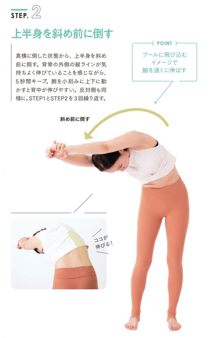 2. 上半身を斜め前に倒