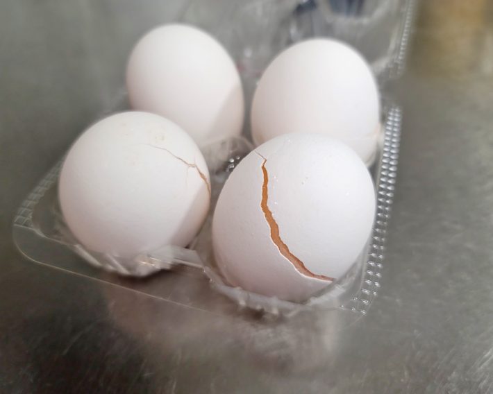 どの卵にも殻にヒビが入ります
