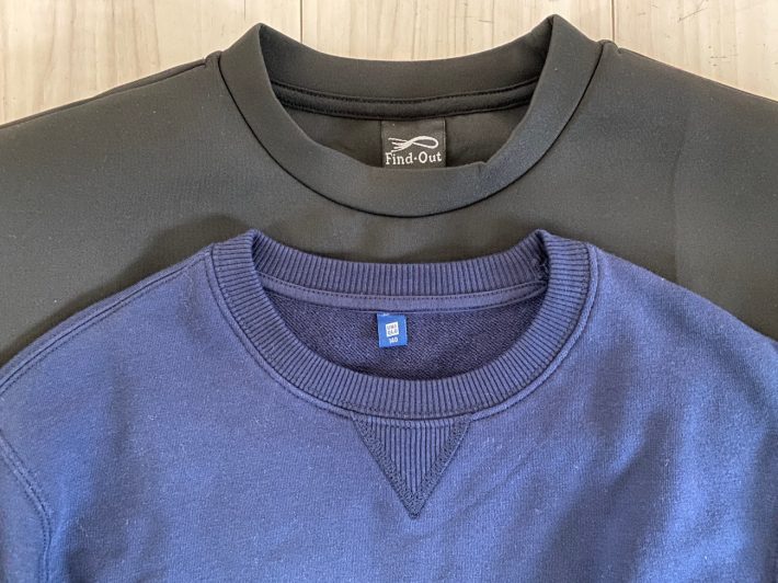 上：ワークマントレーナー　下：ユニクロトレーナー　