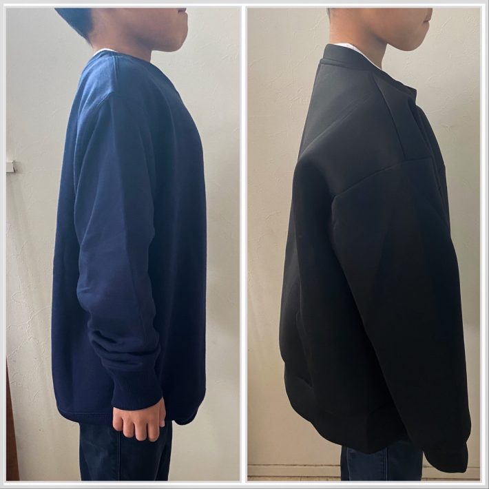 左：ユニクロトレーナー　右：ワークマントレーナー
