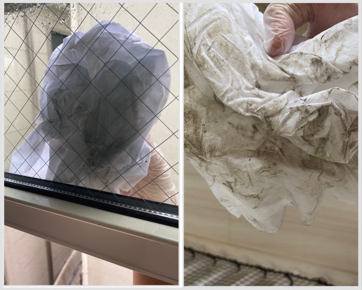 小窓の水滴はなかなか拭き取れない