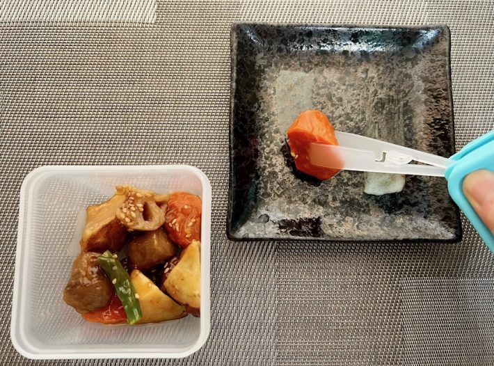 野菜の甘辛煮もしっかりキャッチ