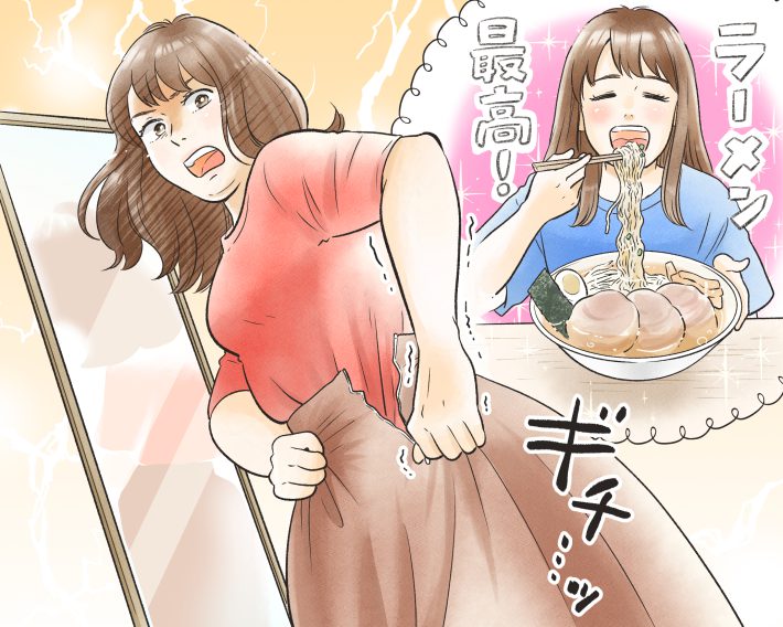 食べるの大好き！ 気づけばポッコリお腹に…