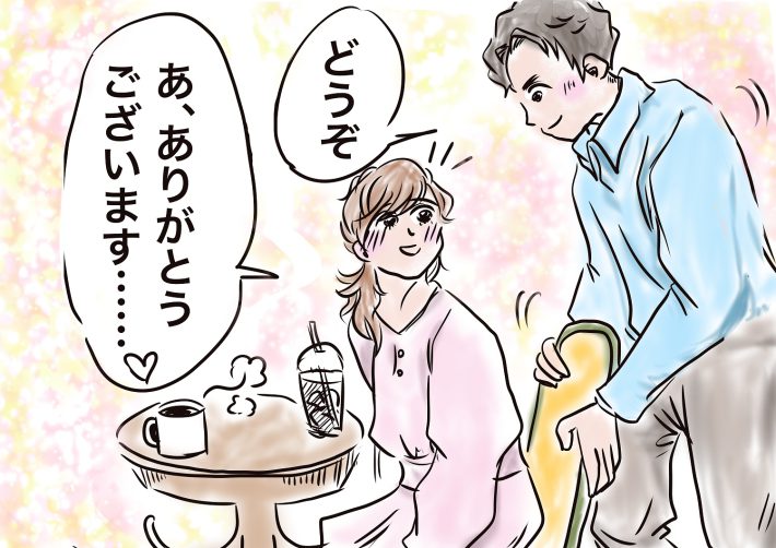 カフェでのデート・イラスト