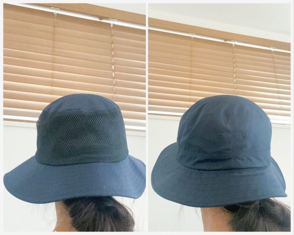 左：ワークマン「バックメッシュサファリハット」右：ユニクロ「UVカットハット」