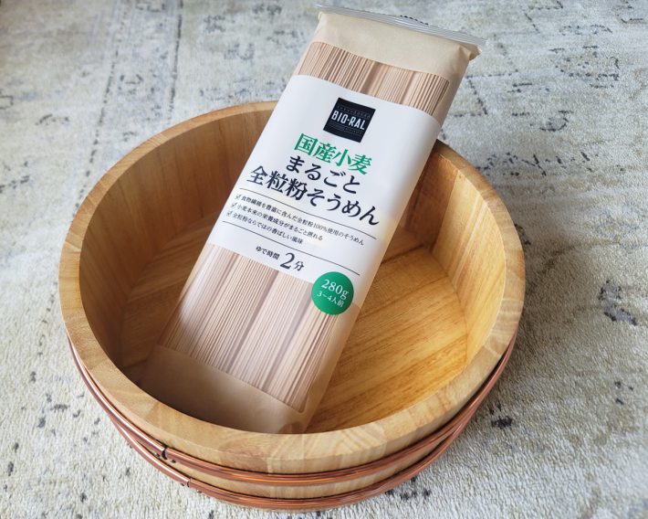 ライフ「BIO-RAL　国産小麦まるごと全粒粉そうめん　280g」（321円）