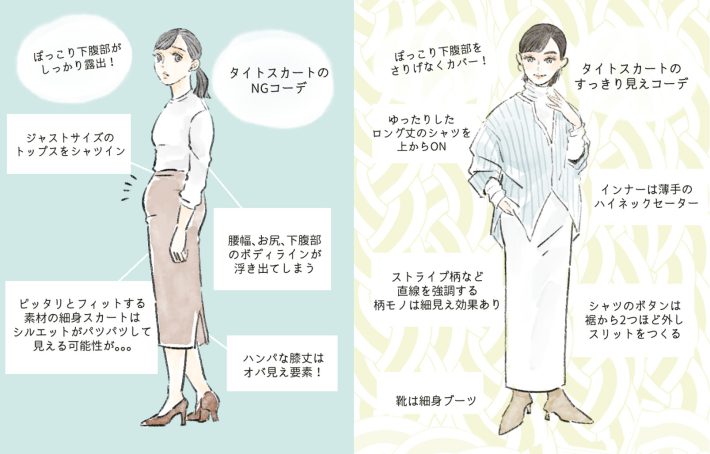タイトスカートのNGコーデとOKコーデ