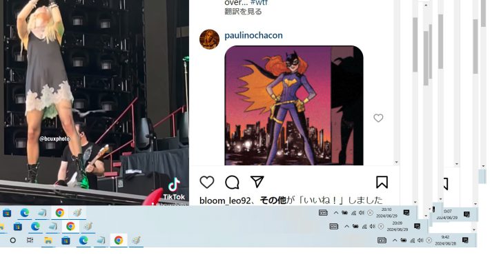 ステージ上のテイラーに向かって飛んでくるコウモリ