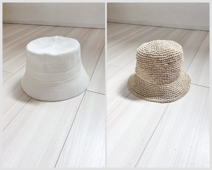 左：ワークマン「レディースシャリテック和紙メトロハット」（税込）1280円／右：ユニクロ「クロシェハット」（税込）790円