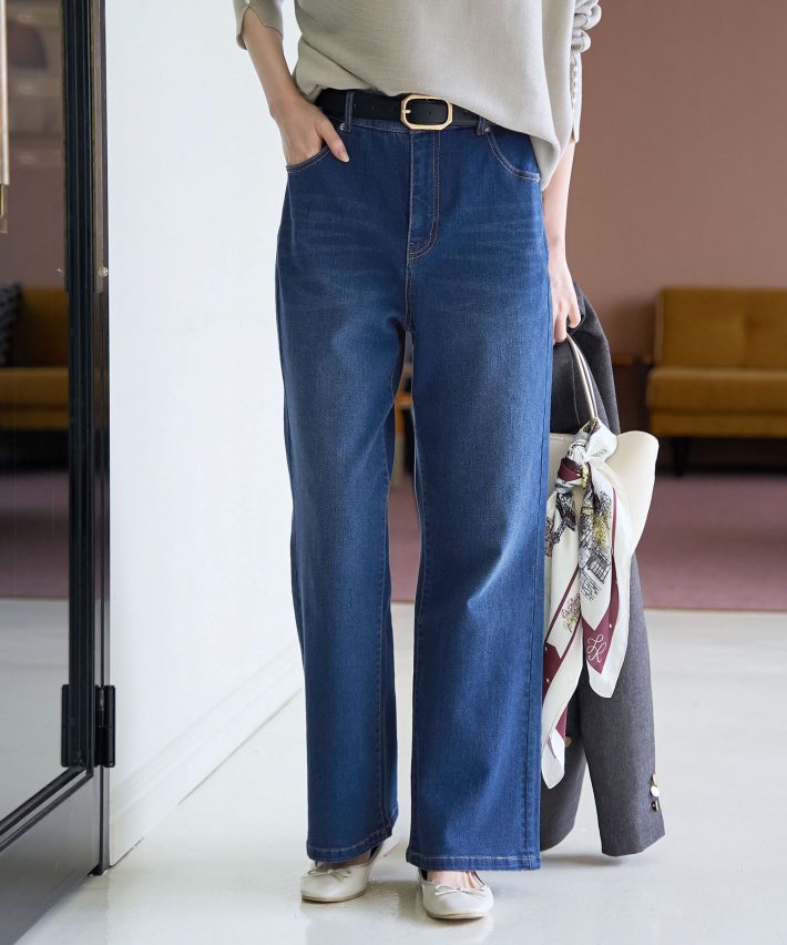 【ウエスト革命デニム】ウエストシェイプフレアデニムパンツ／ROPÉ PICNIC