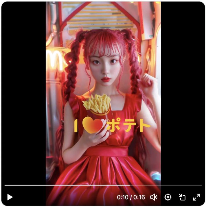 8月17日に公開された日本マクドナルドのAI広告のワンシーン（日本マクドナルド公式Xより）