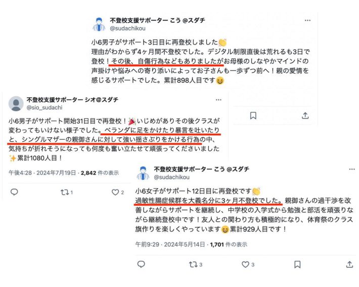 スダチのサポーターによるX投稿