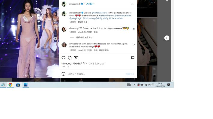 VSショーに出演した日本人モデル、ミカ・シュナイダー