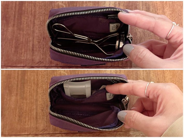 ポーチ内のポケットにも縦にして入るほどのコンパクトさ