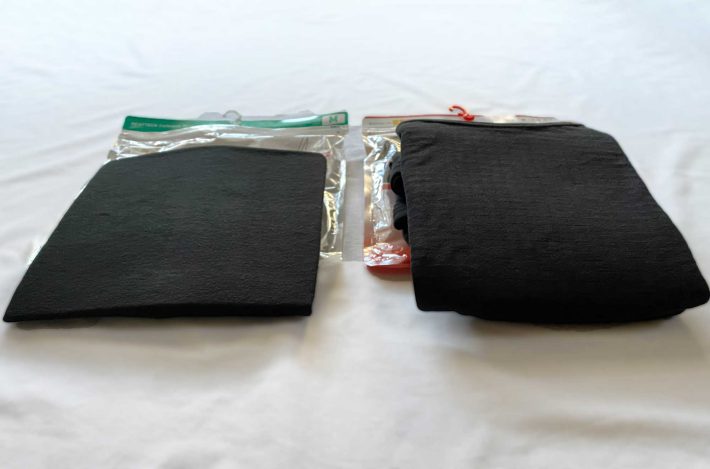 左:ユニクロ、右:ワークマン。厚みが違います