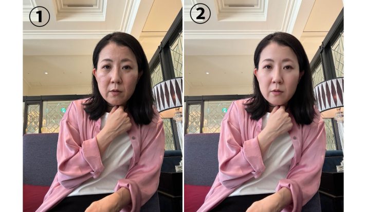 ②　カメラアプリのAI加工を加えたもの