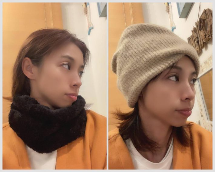 ネックウォーマーを付けた女性