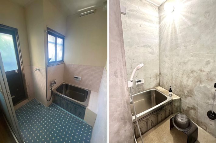 お風呂（左：リノベ前／右：リノベ後）