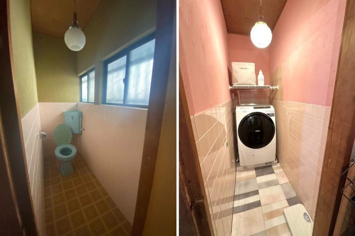 トイレがあった場所を洗濯機置き場に