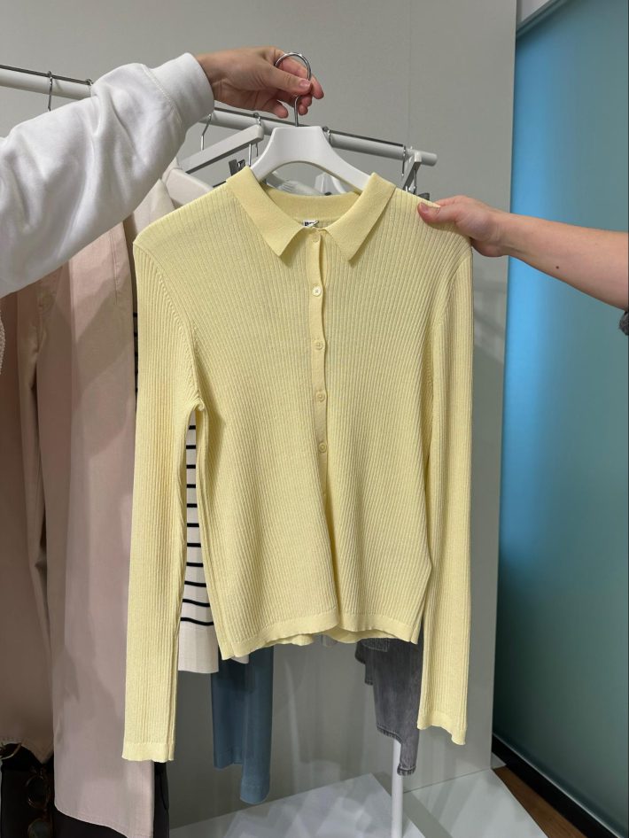 ユニクロ　リブポロカーディガン