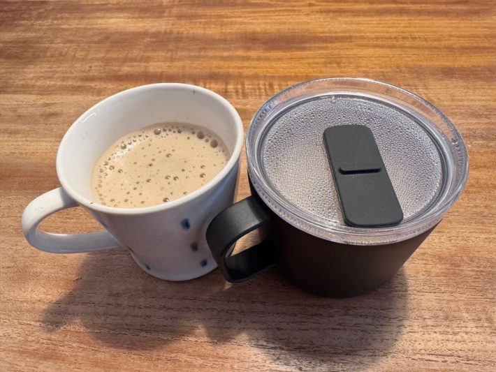 普段使っているマグカップ、無印良品の保温保冷マグカップの冷め具合チェック