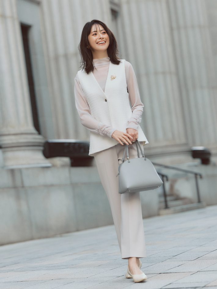 ツイードペプラムジレ