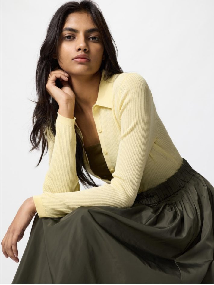 リブポロカーディガン