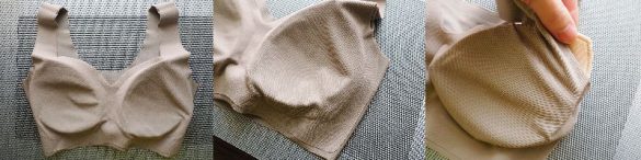 　形はレモン型。胸を広く覆ってくれる大きめサイズだから、ノンワイヤーでも安心感があります。