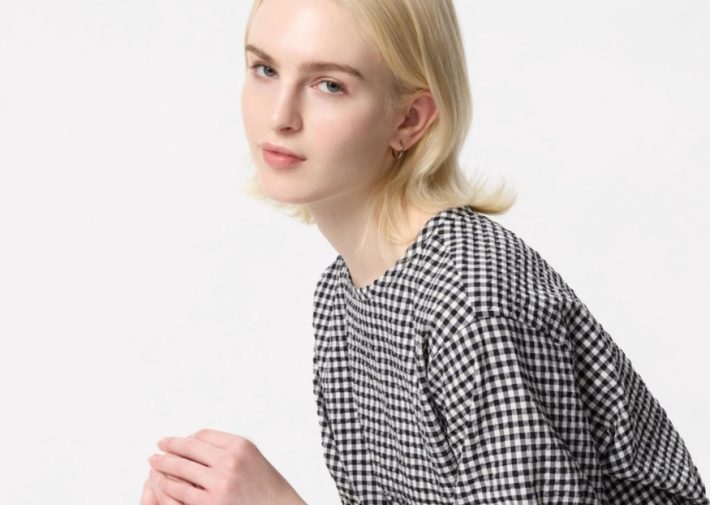 シアサッカーブラウス/ギンガム/半袖